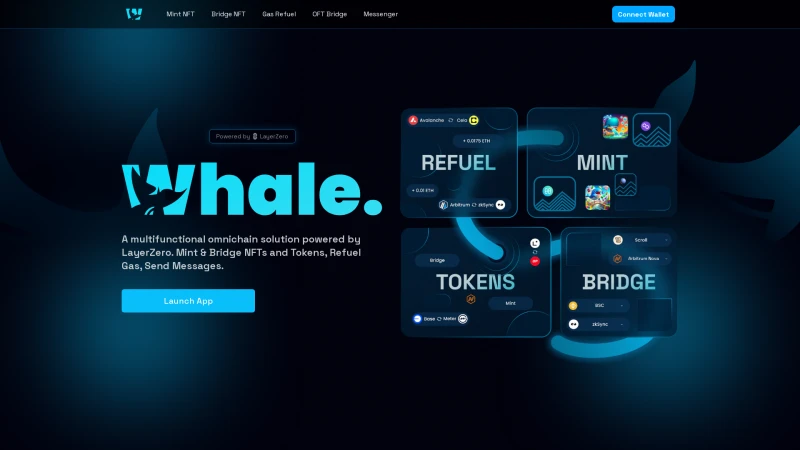 Homepage of whale-app