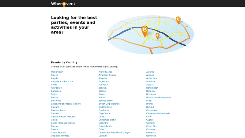 Homepage of wherevent