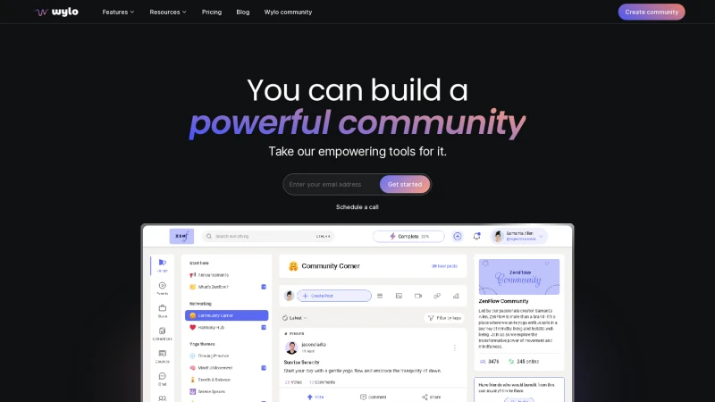 Homepage of wyloapp