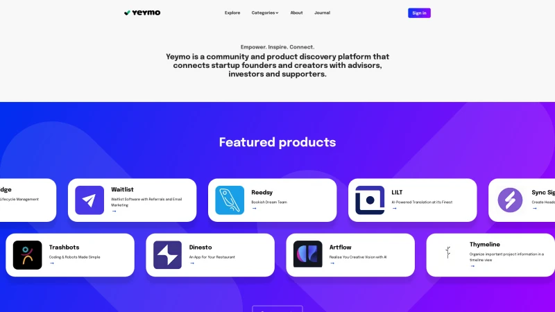 Homepage of yeymo