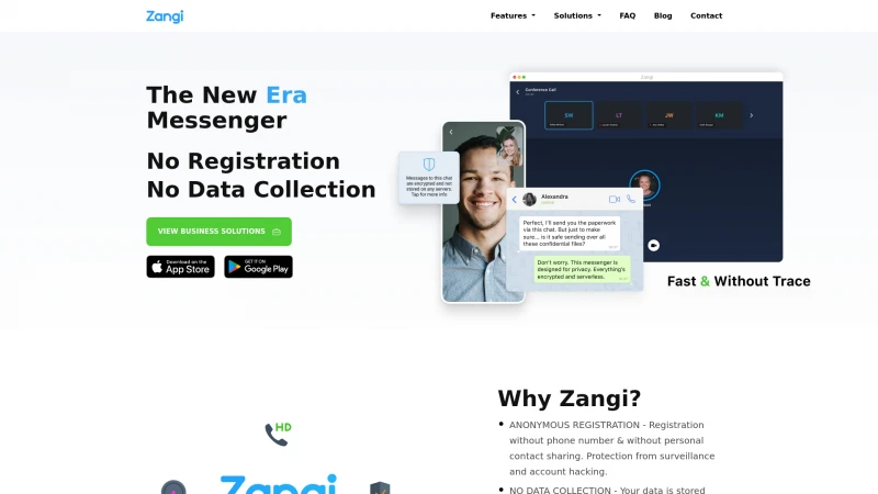 Homepage of zangi