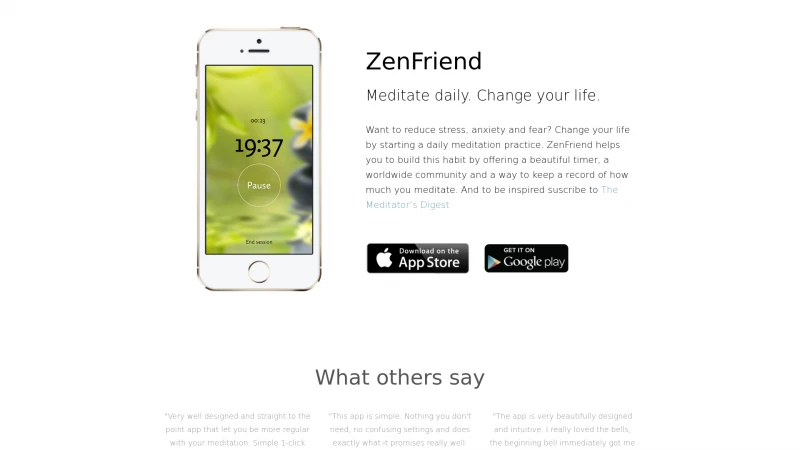 Homepage of zenfriend