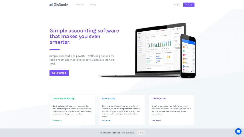 Homepage of zipbooks